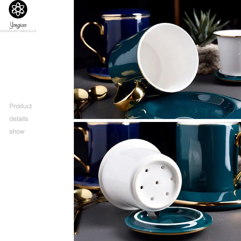 Ceramic tea cup with infuser and lid