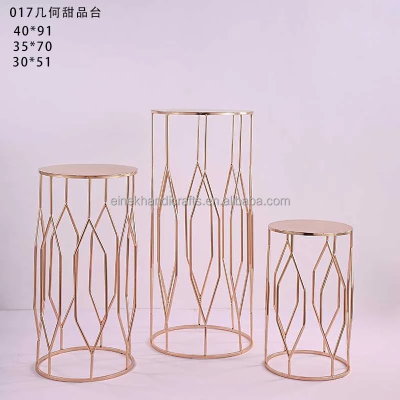 Wedding Party Dessert Table Stand Plinths Backdrop Props Decoration Dessert Golden Cake Stand Flower Pedestal Metal Gold Plinth
