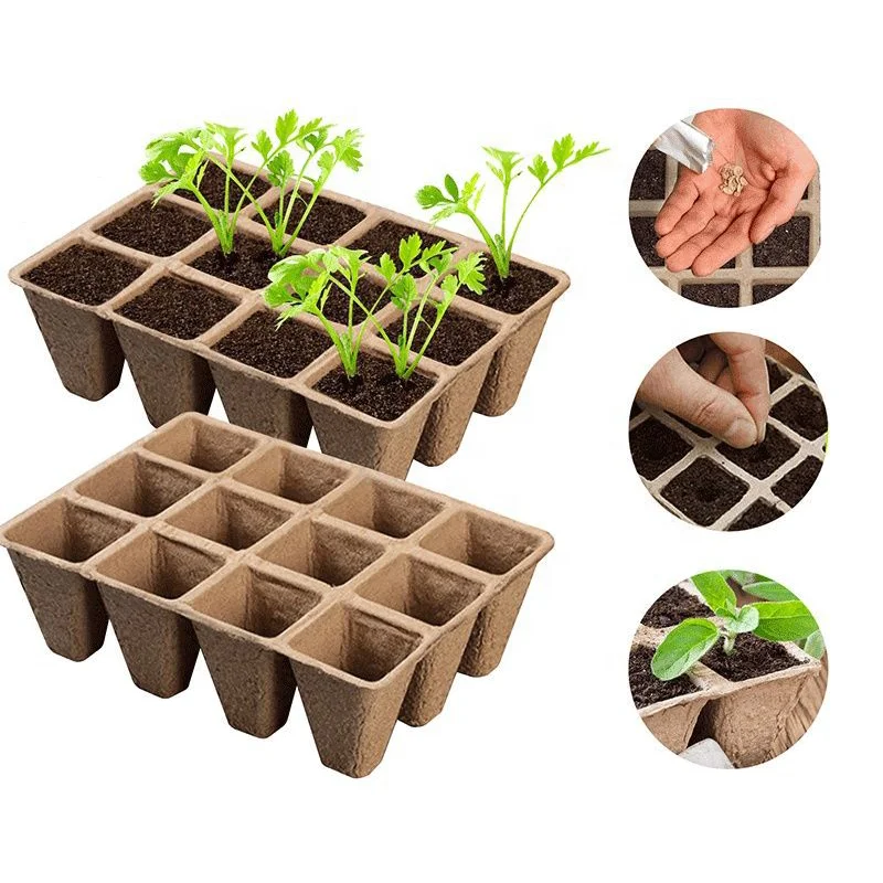 Manufacturer wholesale disposable pulp molded seedling cup 4 holes 8 cm round gardening seedling cultivation paper cup