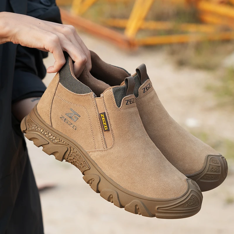 Brand New Summer Anti Slip Genuine Construction Good Quality Suede Leather Casual Women Safety Shoes