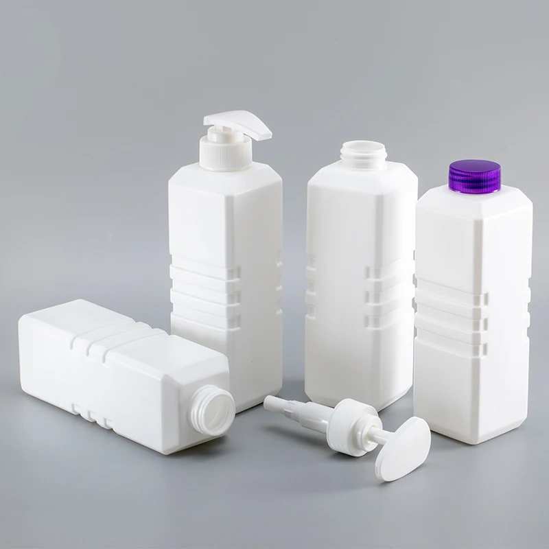 500ml square with push pump head shampoo body wash liquid packaging container empty plastic bottle