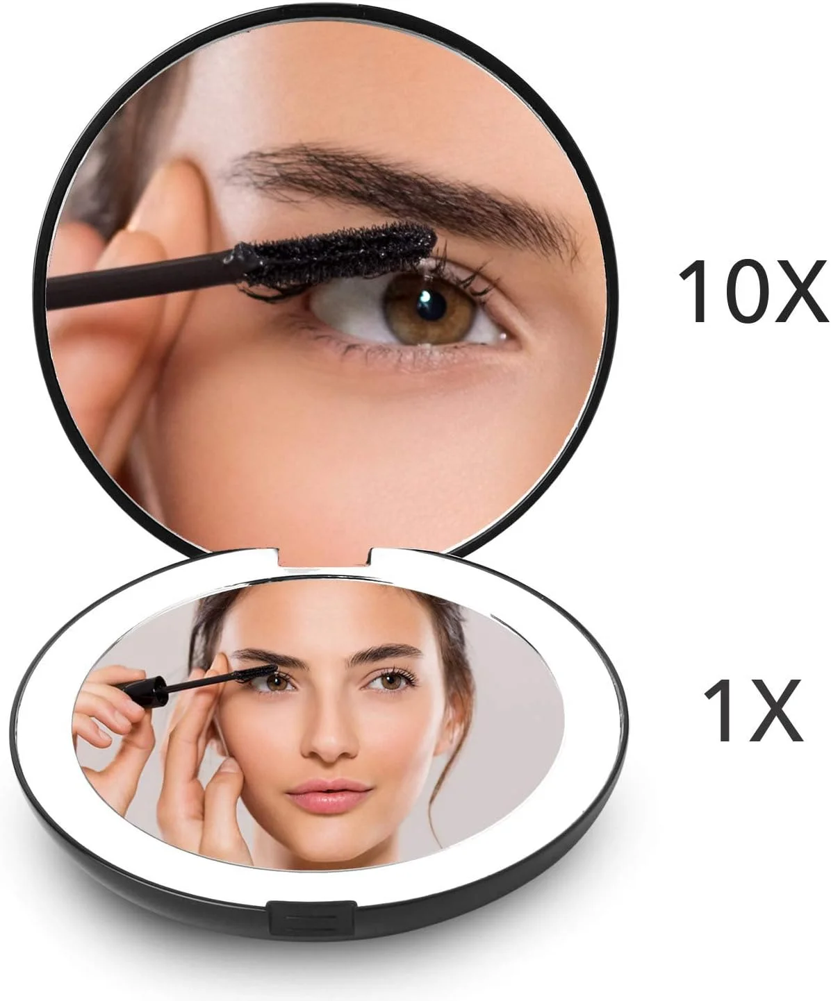 Portable Handheld Mini Pocket Makeup Mirror Custom Logo Foldable Travel Mirror LED Light Magnifying Personalized Small Mirror