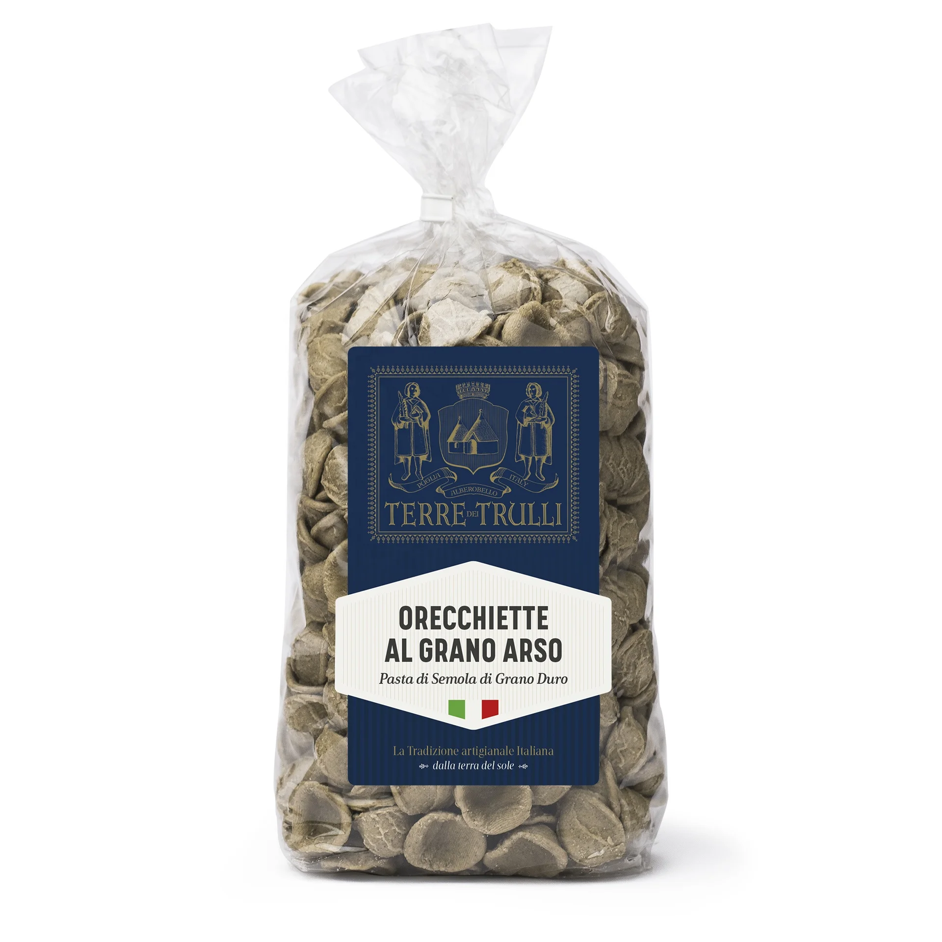 Italian High Quality Noodles - Apulian Premium Slow-Dried Pasta - Burnt Wheat Orecchiette 500g bag pack