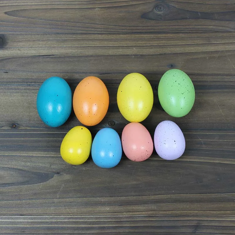 KIU 8 Pcs Easter Gifts Colorful Egg Simulation wooden Bird Egg Toys Pretend Play Montessori Toys