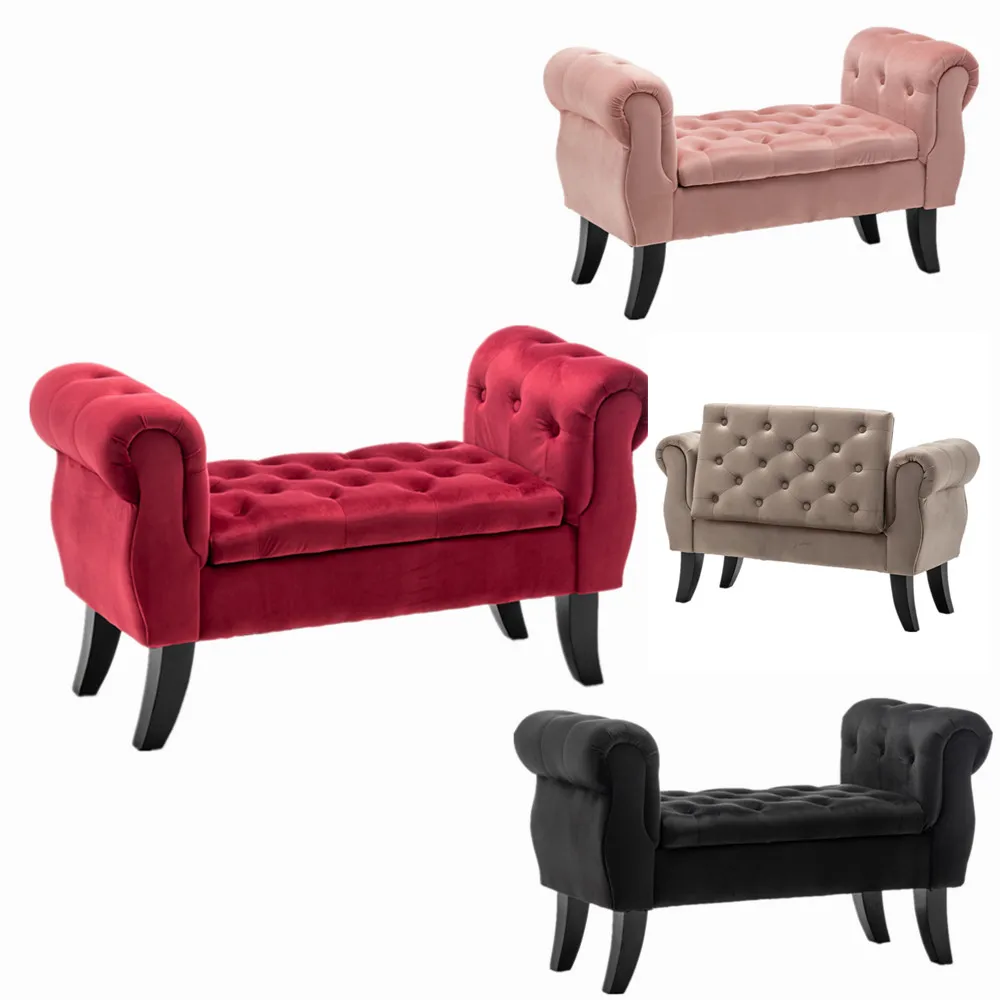 Buttoned Storage Ottoman Bench,ottoman Chaise Pouffe Stool Fabric Carton Customized Logo Living Room Furniture Modern European