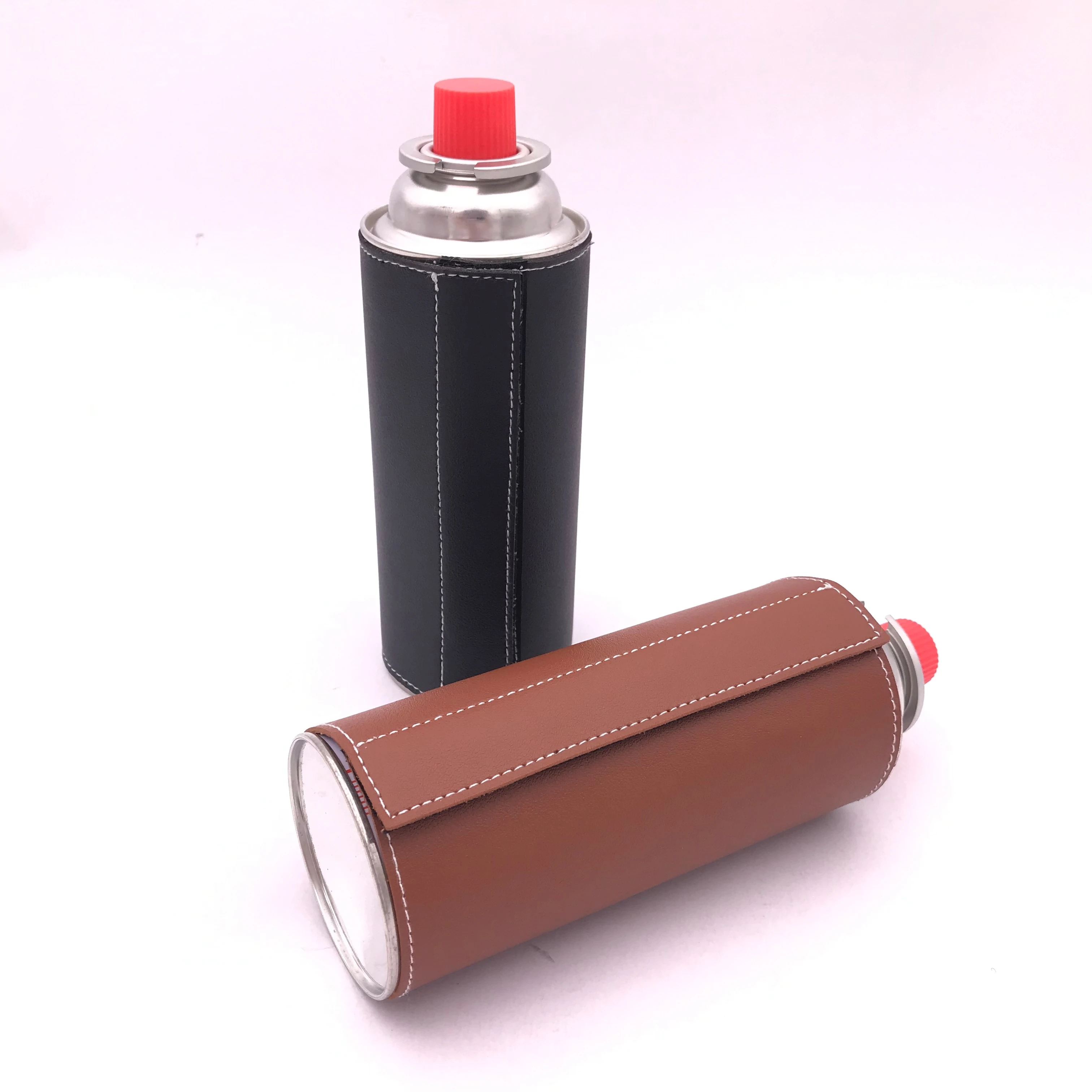 Custom Outdoor Camping Leather 350g Camping Gas Warmer Tank Protective Cover Gas Cylinder Warmer Case
