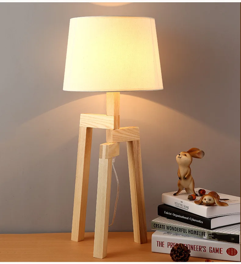 
Светодиодная простая современная домашняя обучающая креативная Настольная лампа с защитой глаз, скандинавский прикроватный светильник из массива дерева для спальни 