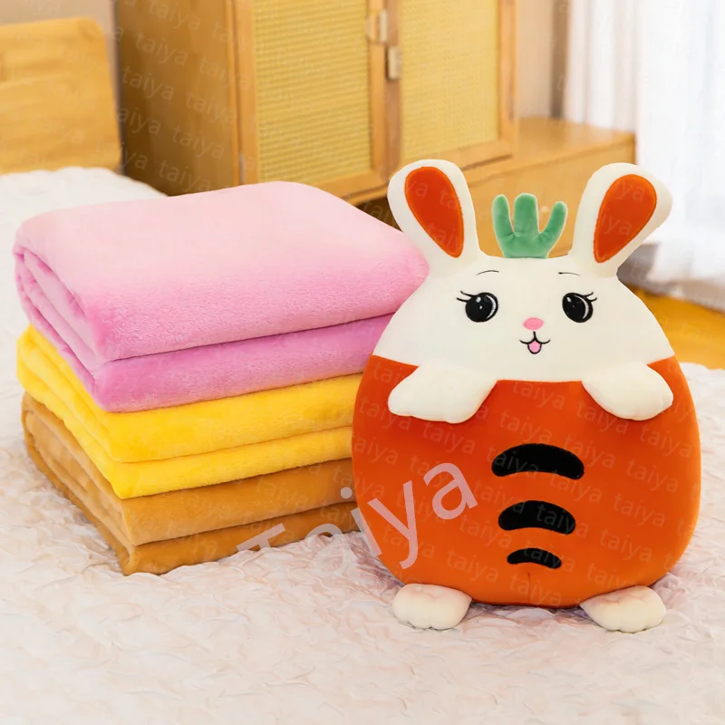 Hot selling Soft Stuffed bunny 2 In 1 Pillow with Blanket Inside Kawaii kids Plush Toys for Children