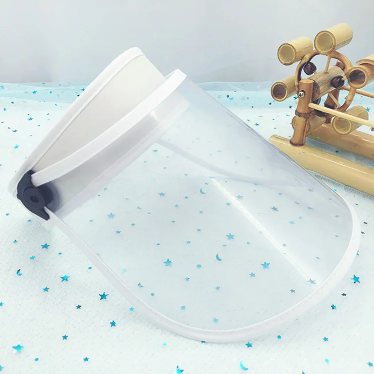 Full face Spittle and dust Anti bacteria transparent plastic sun visor hat  for adult and kids