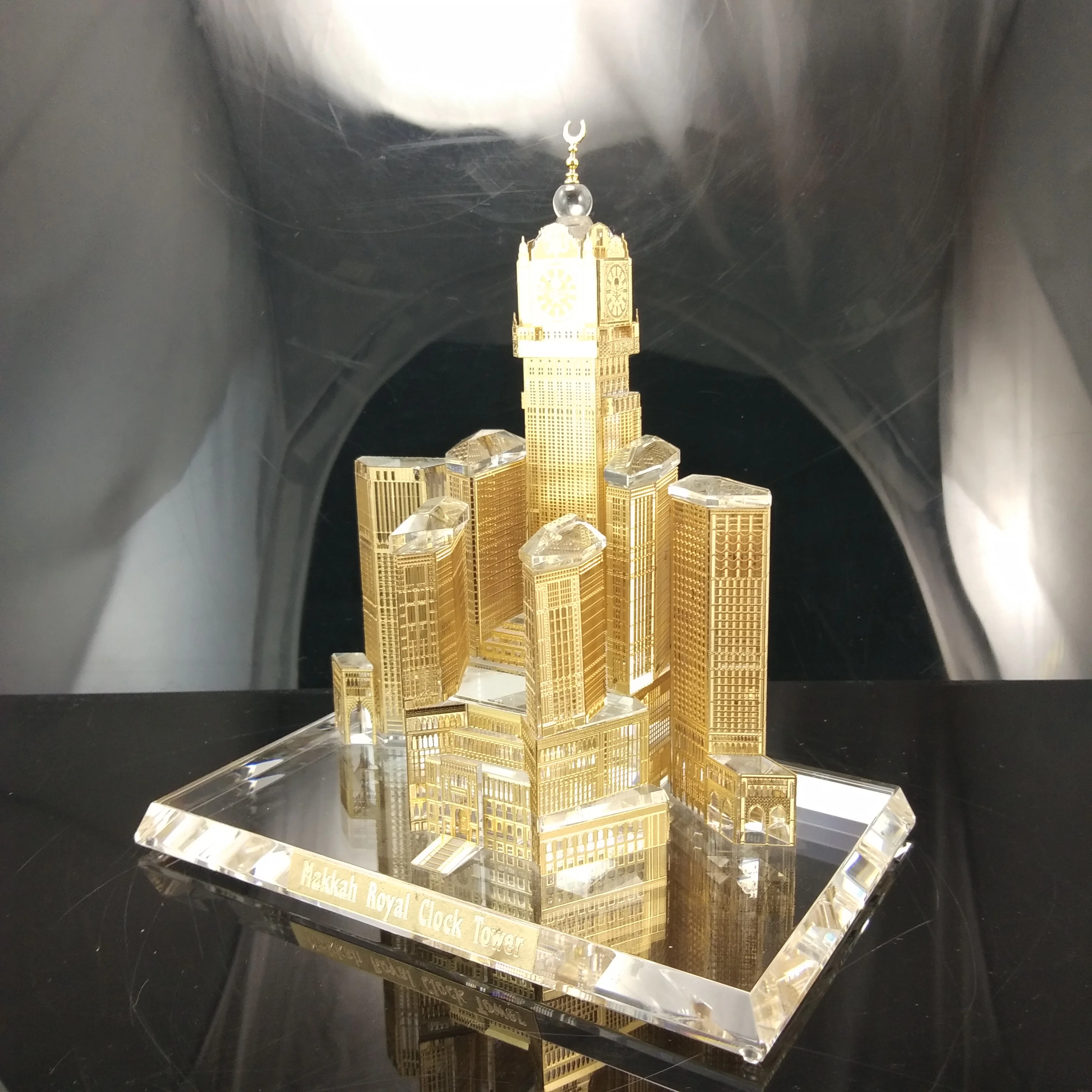 Islamic Crystal Glass Building Model Table Decorations Crystal Mosque Kabba Building Model For Gifts JB052