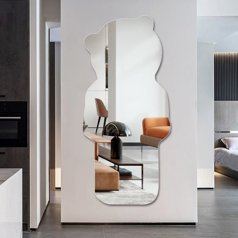 Factory Wholesale Widely Applied Flexible Acrylic Unbreakable Soft Plastic Self-adhesive Mirror Bear Wall Decor Adhesive Mirror