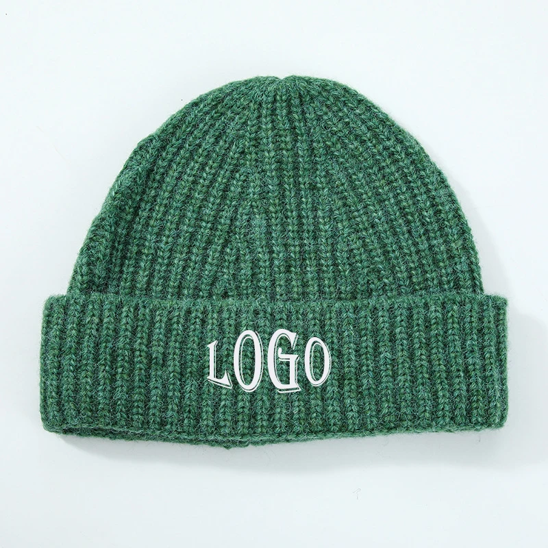 Custom Unisex Knitted Hat With Embroidery Logo Solid Trendy Beanies Popular Warm Hat For Men And Women With Customized Logo