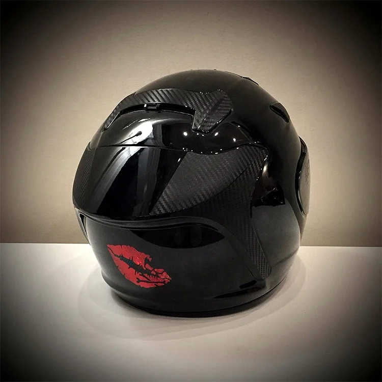 Custom High Intensity Reflective Vinyl Death Kiss Skull Crossbones Lips Decal Bumper Sticker For Motorcycles Helmets