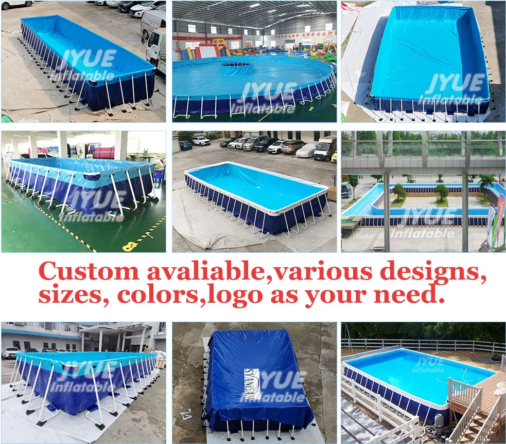 Outdoor Portable PVC Inflatable Metal Frame Swimming Pool With Support Accessories