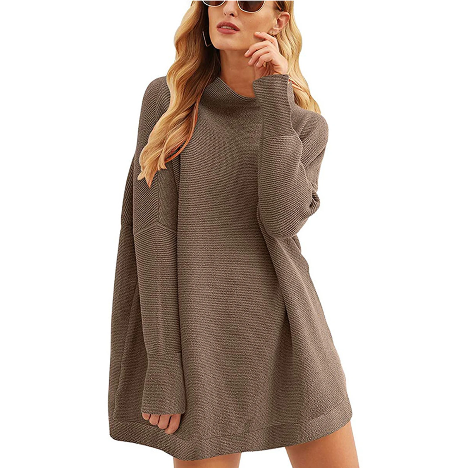 Ladies Casual Sweater Long Sleeve Jumper Tops Polyester Comfortable Warm Knitted Pullover for Winter Season