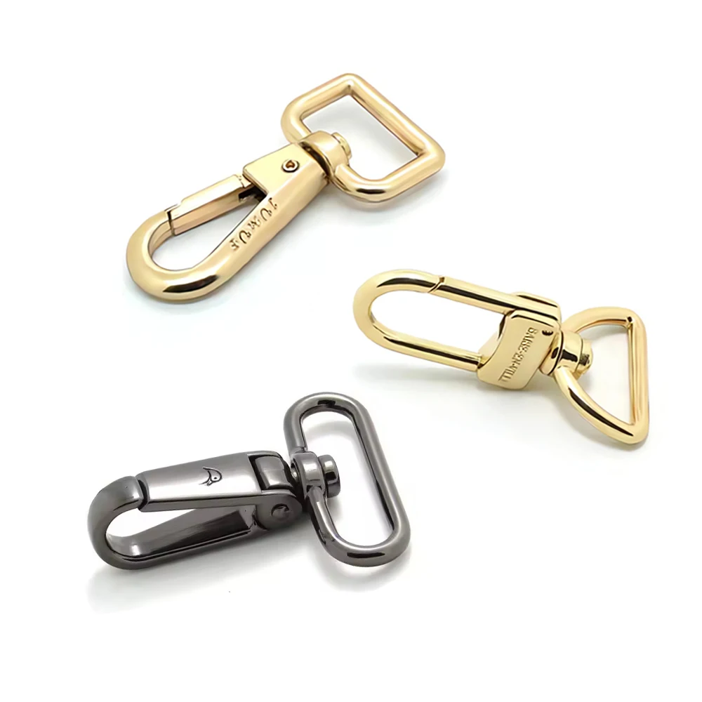 Custom Logo Snap Hook Laser Engrave Printing Logo Brand Name Purse Snap Hook For Handbag