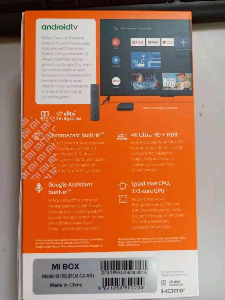 Global Version Xiaomi Mi 4K Full HD Smart Android 8.1TV Box S Original