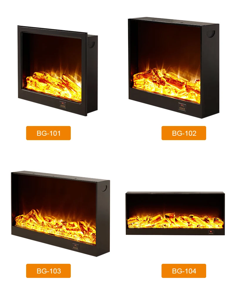 Electric Fireplace Firebox Insert Burner Room Heater LED Optical Fire Artificial Emulational Flame Decoration Warm Air Blower El