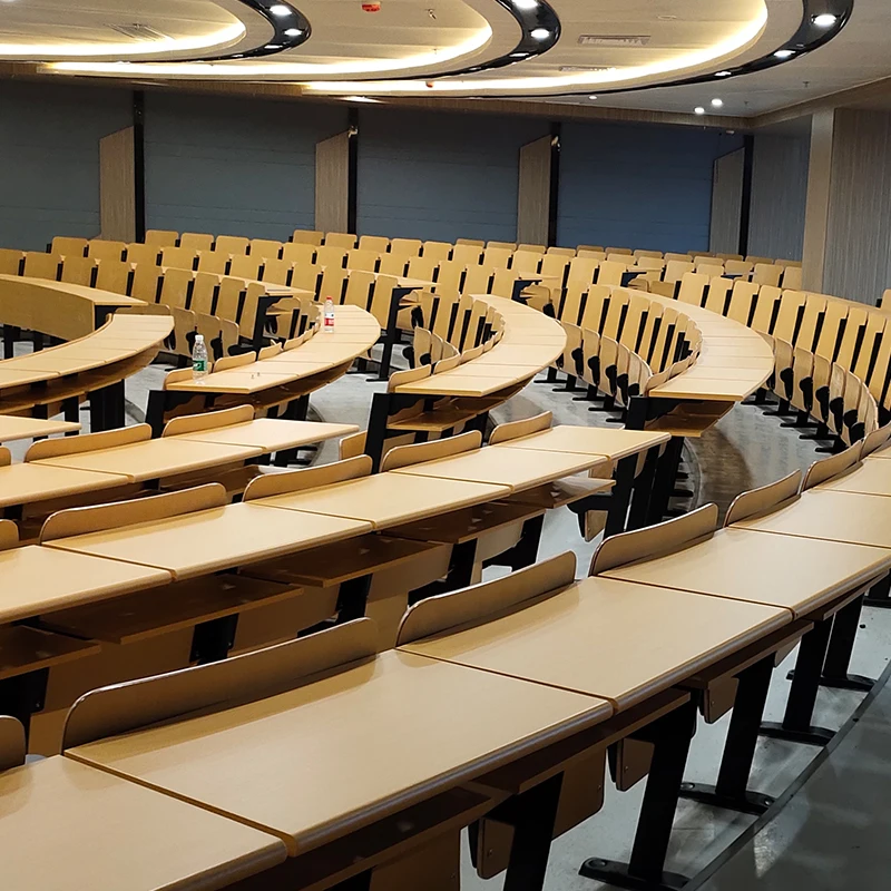 Foldable Student Multimedia Ladder-style College School Desks and Chairs School Lecture Hall Fixed Desks and Chairs