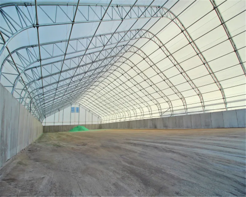 Prefab Galvanized Steel Frame Truss Roof Warehouse Shed  PVC/PVDF Fabric Steel Structure Storage Building Construction