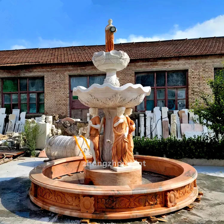 Уличная садовая большая ручная резьба из натурального камня Мраморная женская статуя водяной