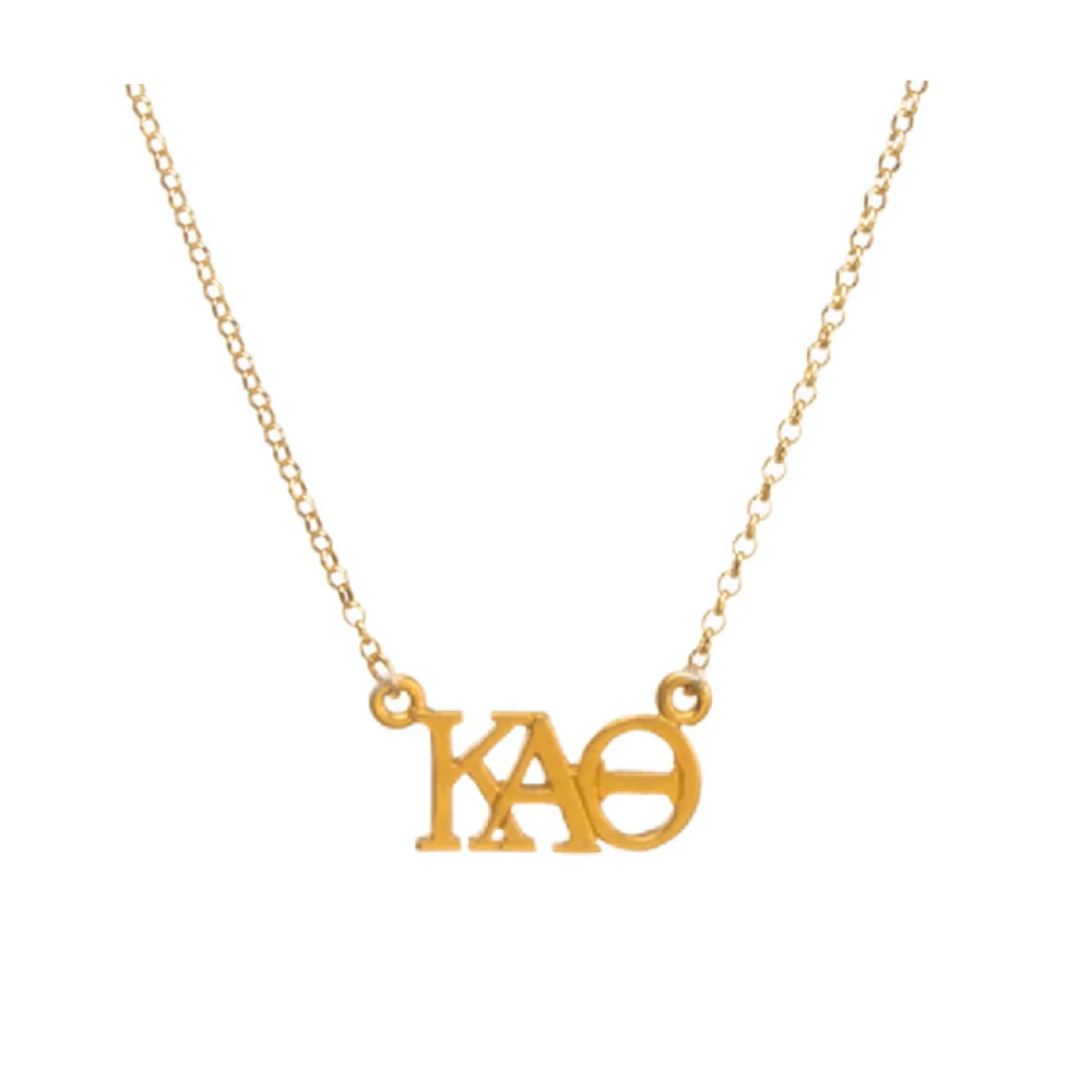 Minimalist Gold And Silver Tones Classic Chain Greek Kappa Alpha Theta Letter Pendant Sorority Girls Necklace