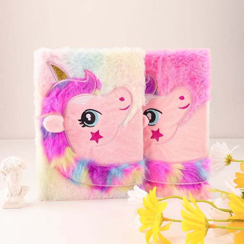 Soft Touch Diary Fur Manufacturer Plush Diary ,Plush Animal Type Girl Dream Sweet Journal/ Student Notebook