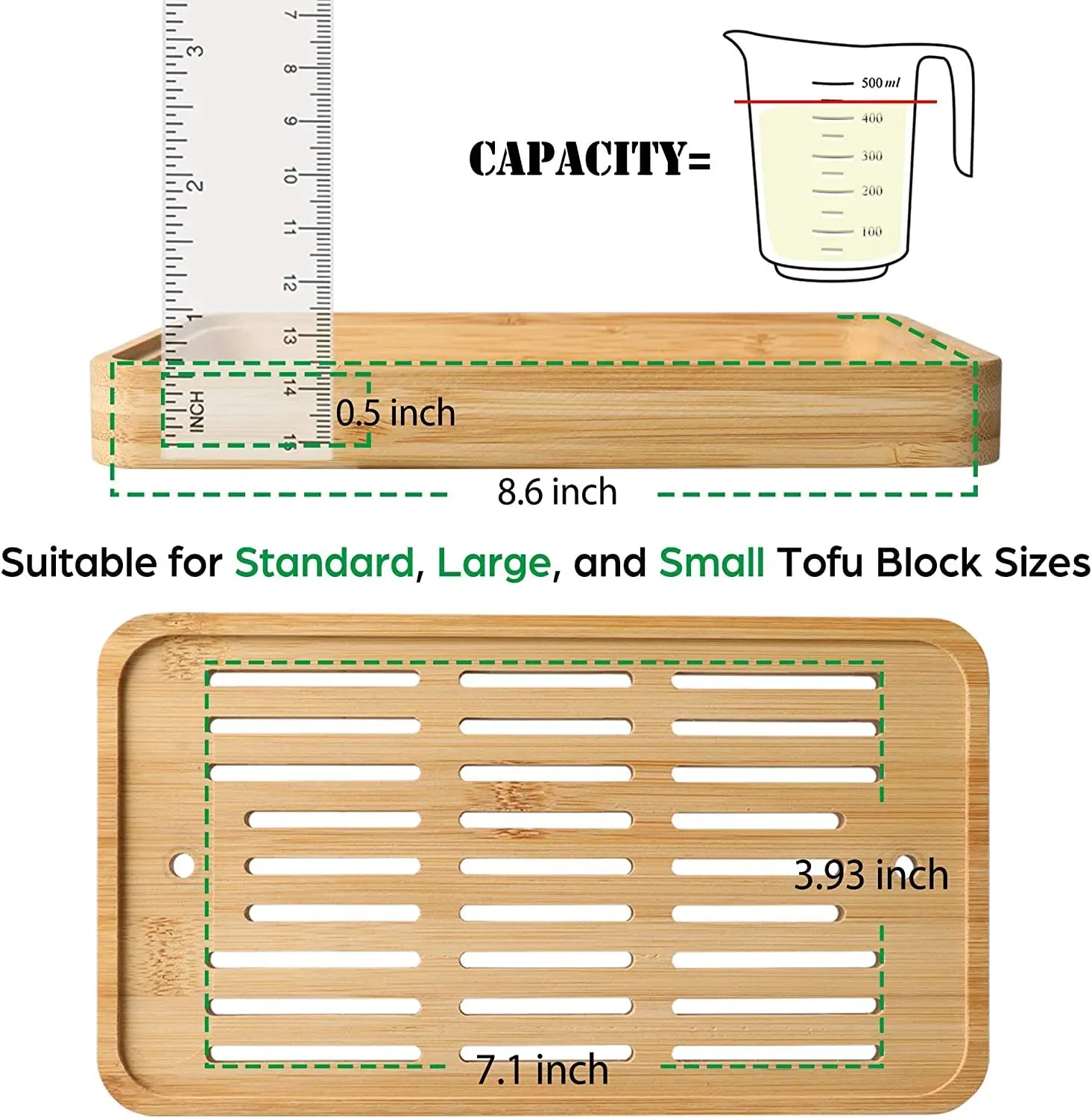 Bamboo Tofu Press Built in Tofu Strainer and Drip Tray with Cheesecloth Easily Remove Water from Tofu