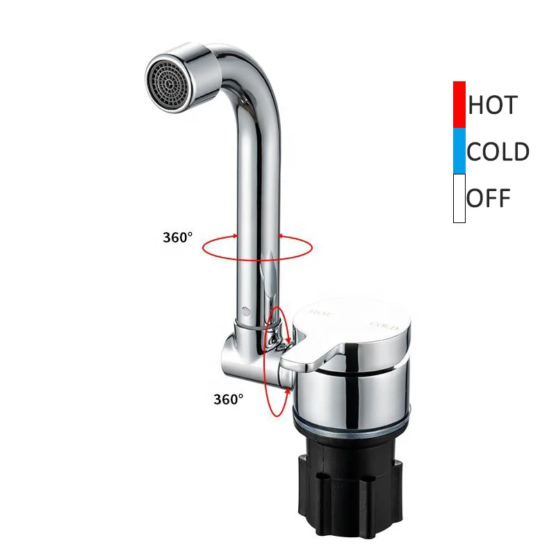 TYTXRV OEM Single-Hole Kitchen Tap 360 Degree Hot Cold Water Faucet with Flexible Rotation for Yacht RV Interior Accessories