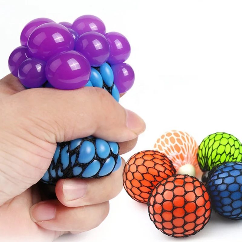 5cm 6cm Mesh Squishy Balls Stress Relief Squeeze Grape Balls Relieve Pressure Balls for Adults Gifts Promotional Toy Rubber
