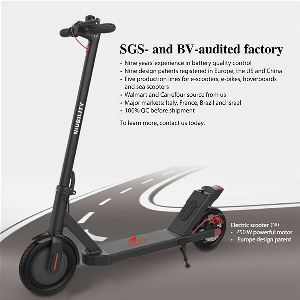 
EU STOCK NIUBILITY N1 Dropshipping Electric Scooter 7.8Ah Battery 250W Mileage Range 8.5 inch Wheel 25Km/h Disk Brake 