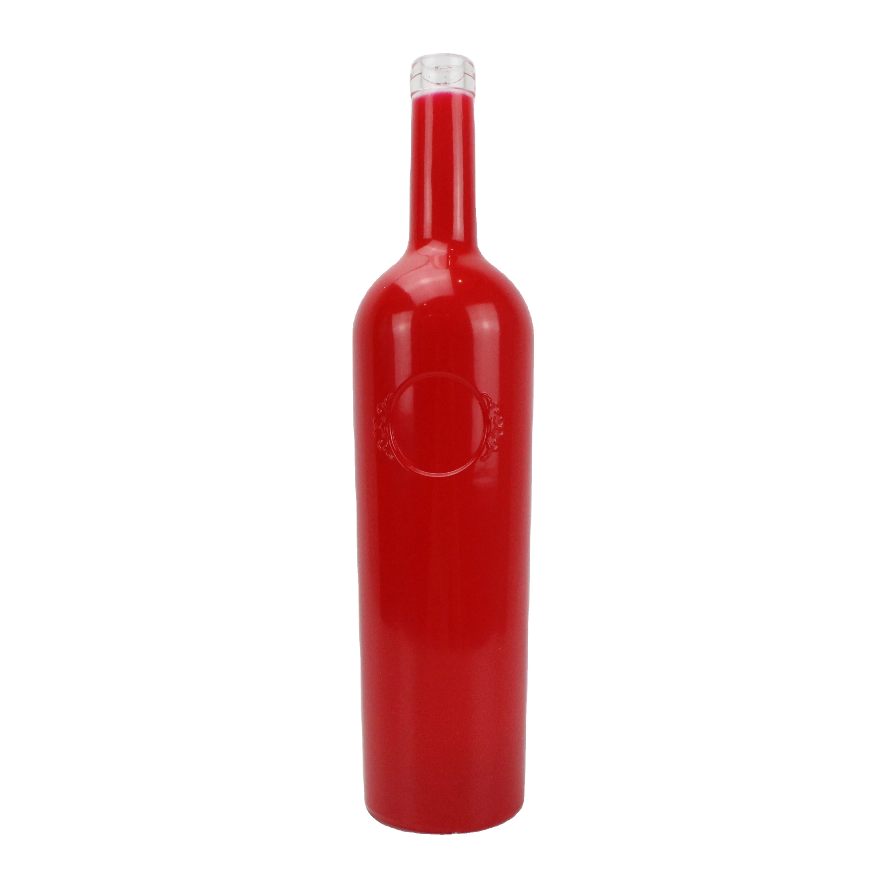 Custom Luxury 750ml Red Glass Bottle for Beverages for Tequila Whisky Vodka Brandy