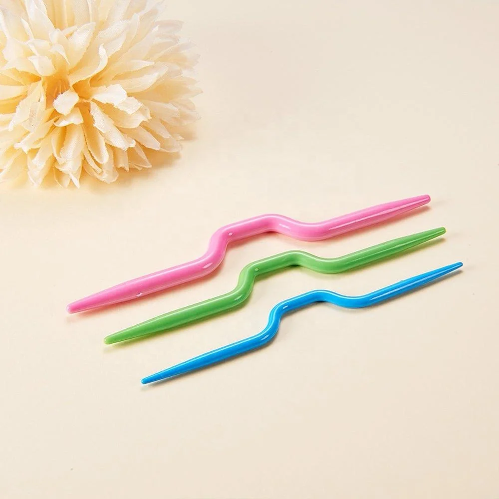 3 Sizes ABS Plastic Knit Cable Stitch Knitting Needles Smooth Stitch Cable Needle