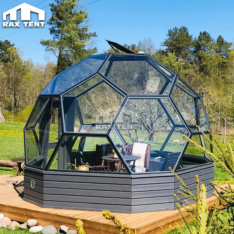 Transparent Glass Igloo Dome Greenhouse Sunroom in Garden