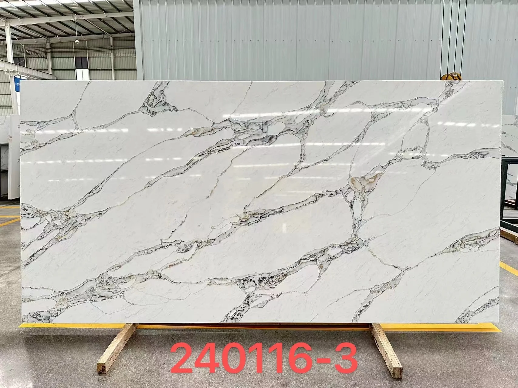 240116-3 Quartz Stone Slab Kitchen Table top White Plates Artificial Quartzo