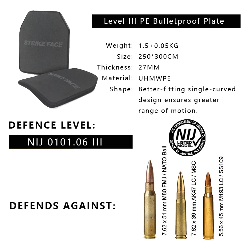 Tactical Military Bullet proof Ballistic Plates Level 4 NIJ IV III IIIA Level IV Bulletproof Ballistic Plates