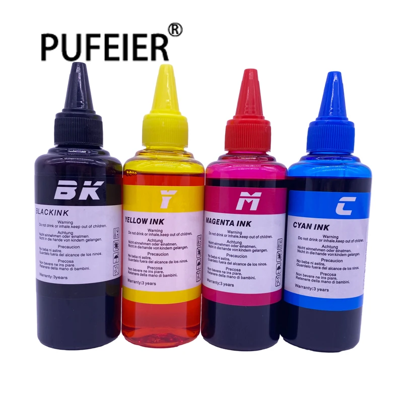 100ML Bottle Refill Universal Dye Based Ink Compatible For Epson Canon HP Brother 4 Color Inkjet Printer Bulk Dye Ink