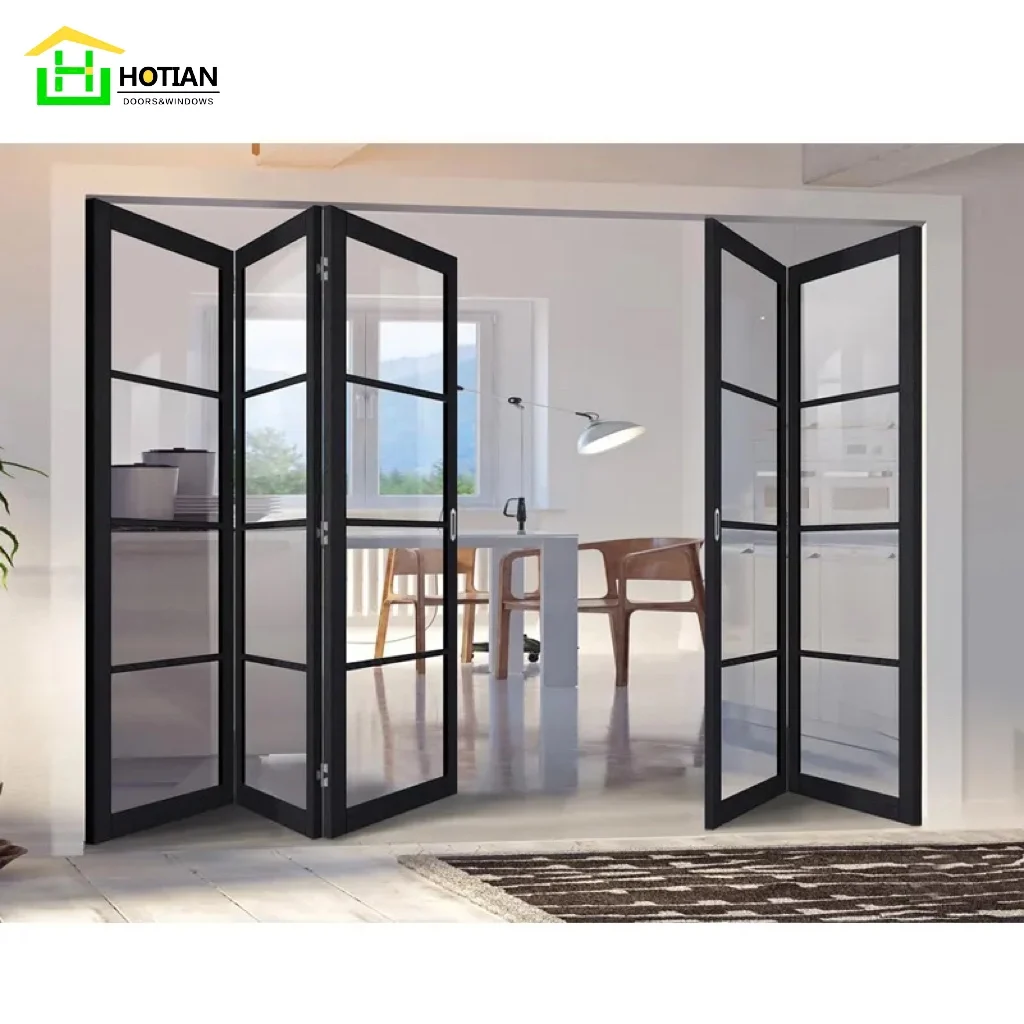 10 Year Warranty Hot Sale Exterior Patio Black Folding Aluminum Frame Glass Stack Bifold Door
