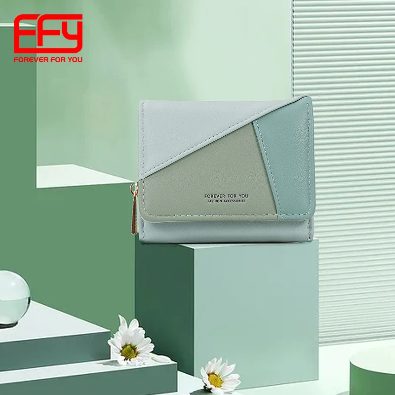 2021 New Design Young Girl Wallet   Pu Leather Women Wallet With Coin Bag  Three Folder Wallet