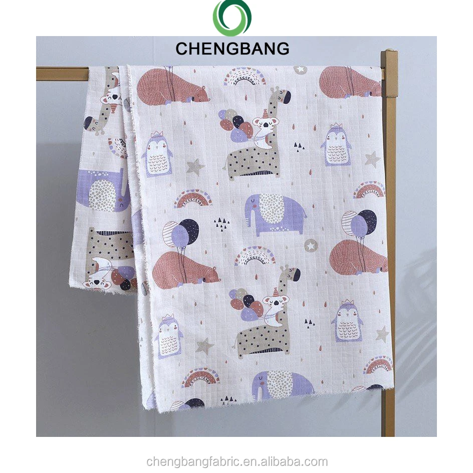 Chengbang Fabric Manufacture 100% Combed Cotton Soft and Breathable Muslin Fabric for Baby Swaddle