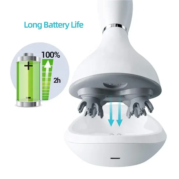 2024 Electric Heat Massage Scalp Comb Massager Portable Handheld Vibrating Head Massager for Hair Deep Clean Growth