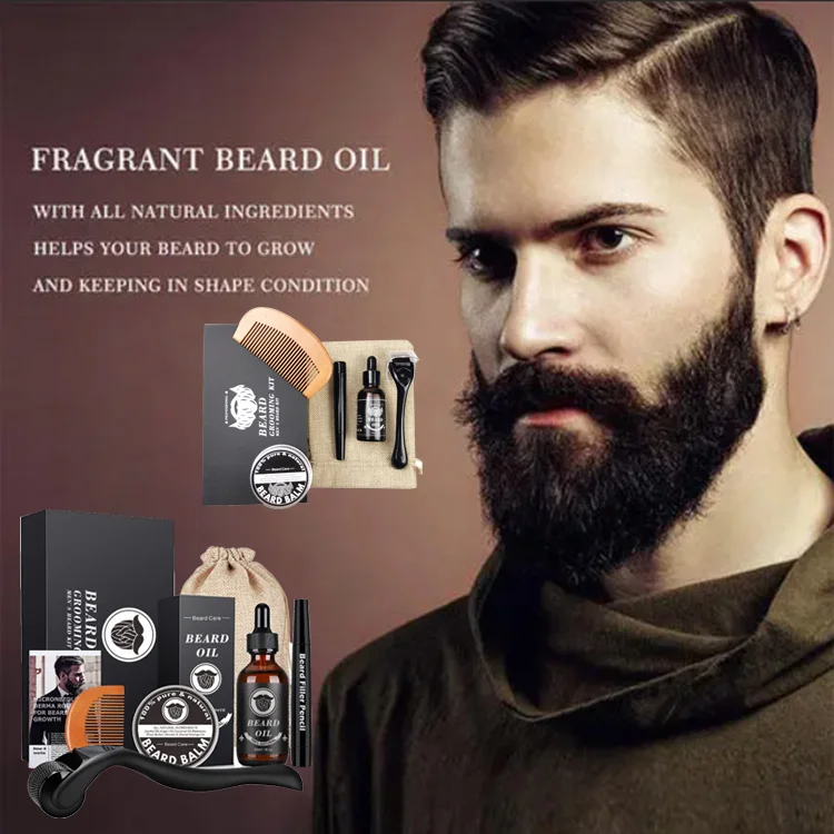 Beard Grooming Kit for Men All Natural Ingredient with Beard Roller Perfect Gifts for Dad & Husband Beard Growth Kit