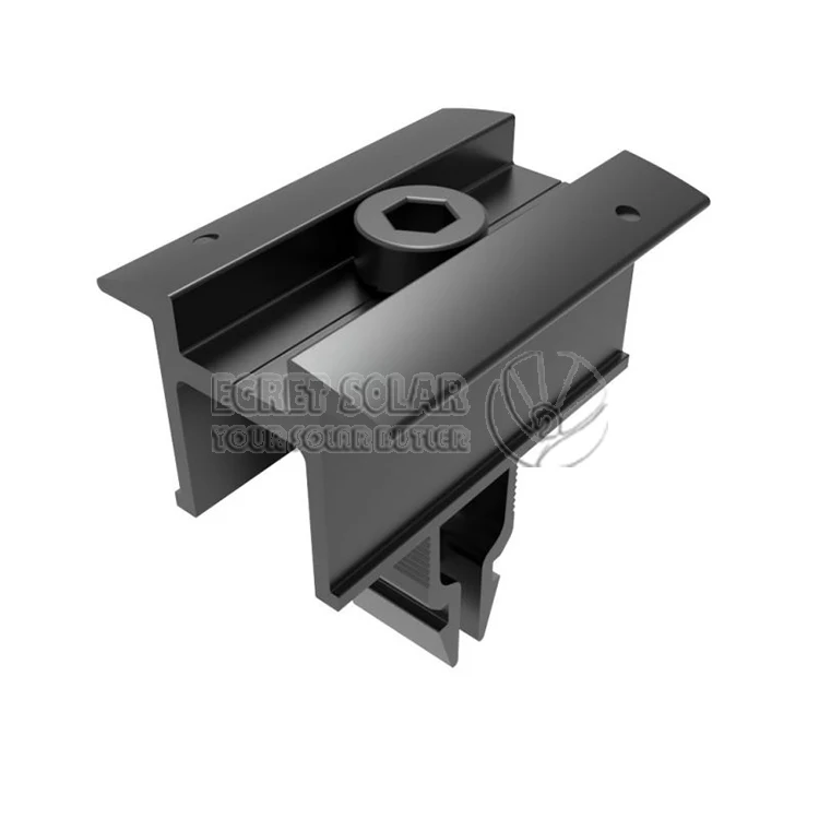 Solar Black Rapid Mid Clamp With Grounding Pin Solar Panel Mounting Clamps Black Anodized Fast Mid Clamp