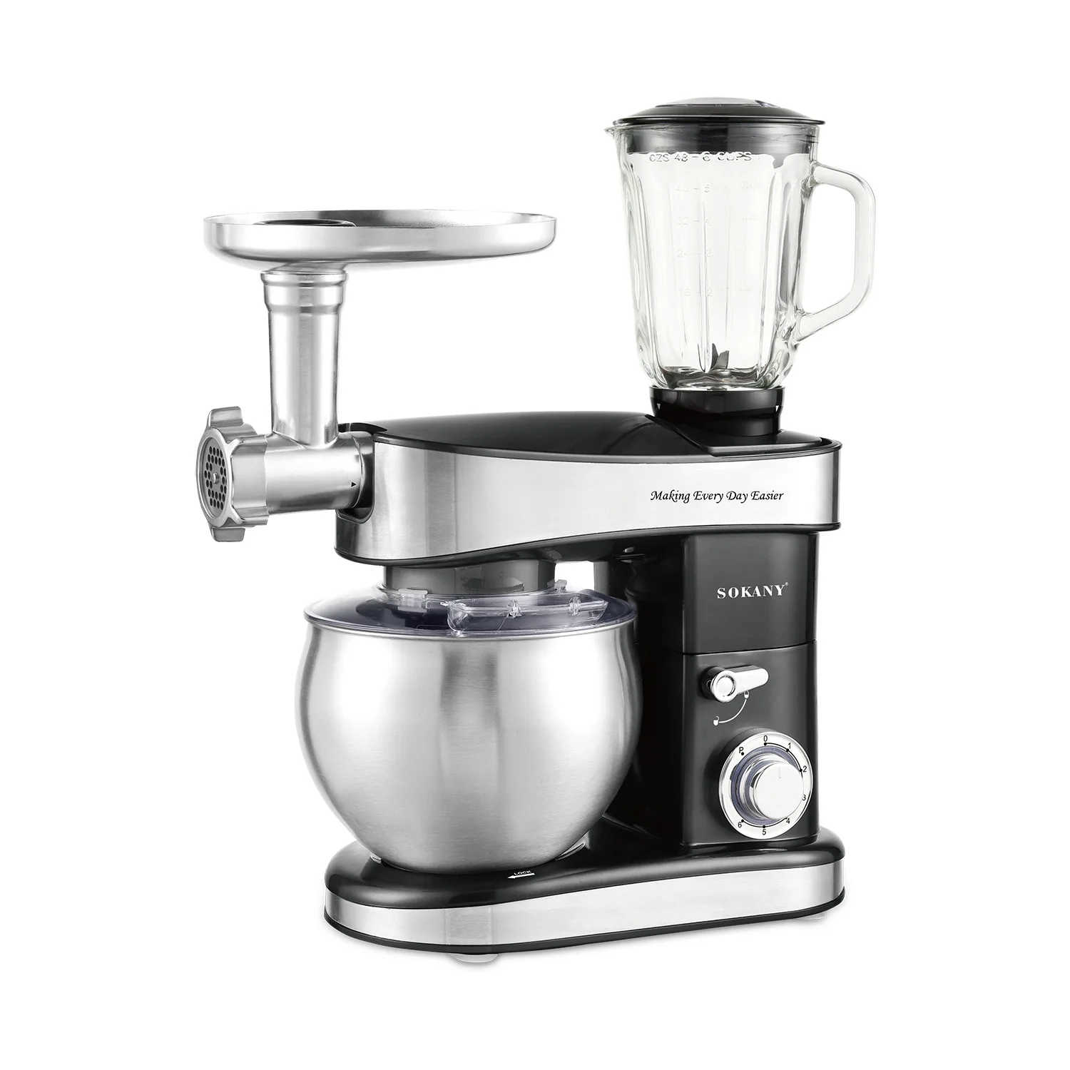 NEW 6 Speeds 7.5L 5 IN 1 Stand Mixer, 1200W Tilt-Head Multifunctional Electric Mixer with 8QT Stainless Steel Bowl for Baking