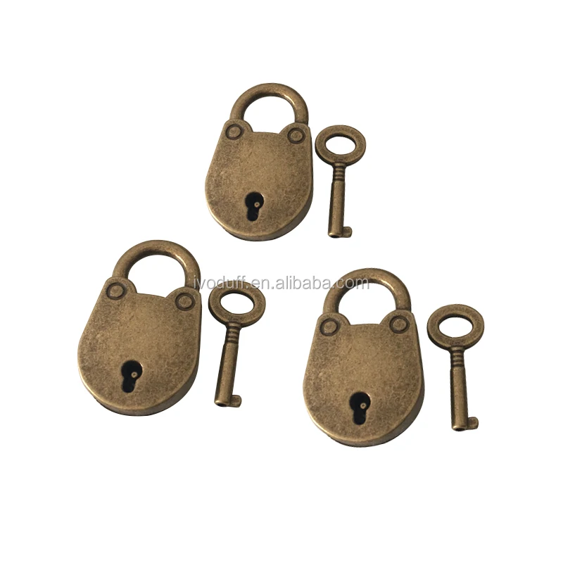 metal round padlock Factory Supply Old Vintage Antique Brass Padlock Lock With Key