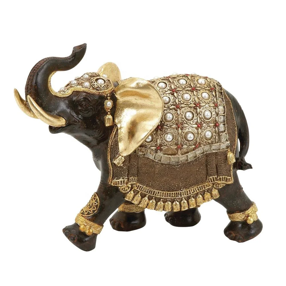 Parade Elephant Decorative Figurine in Colored Polystone