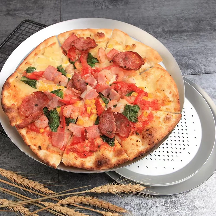 Perforated Pizza Pans with Holes Aluminum Alloy 3003 Round Food Network Pizza Crisper Pan Aluminum Pizza Trays for Oven