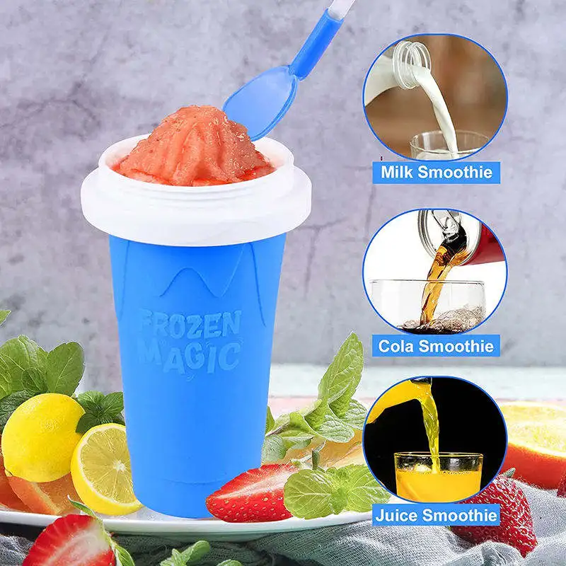 Reusable Smoothie Four Color Food Grade Silicone New Portable Summer Maker Frozen Magic Squeeze Slush Slushy Cup