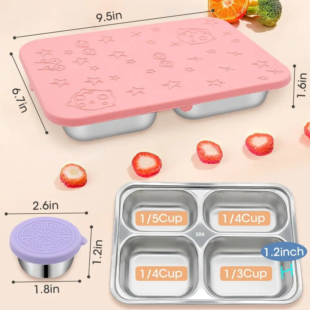 Lunch Box 4 Compartment Kids Lunch Box With Compartment Silicone Lid Bento Lunch Box