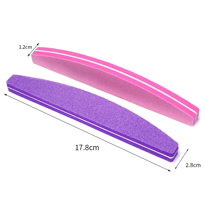 Wholesale Double Side Disposable Shiny Nail Buffer for Nail Art Half Moon Manufacturer Sponge Manicure Nail Files
